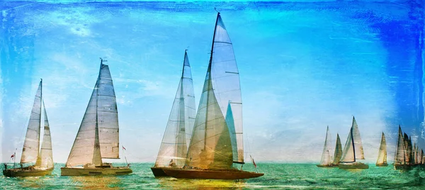 Sailboats Open Beautiful Clear Blue Water — Stock Photo, Image