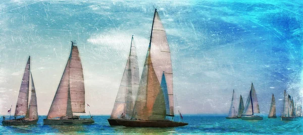 Sailboats Open Beautiful Clear Blue Water — Stock Photo, Image