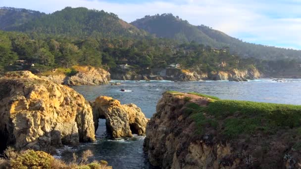 Тихий Океан Природному Заповіднику Point Lobos State Natural Reserve California — стокове відео