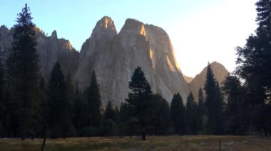 Yosemite Ulusal Parkı 'ndaki orman ve dağların manzarası. Sierra Nevada, Kaliforniya