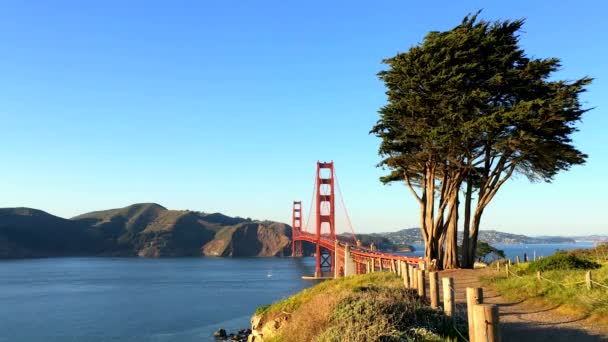 Puente Golden Gate Visto Desde Baker Beach Atardecer San Francisco — Vídeos de Stock