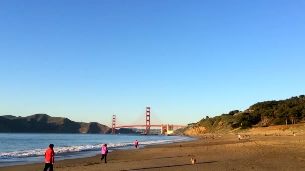 Golden Gate Bridge Seen Baker Beach San Francisco California Usa — 비디오