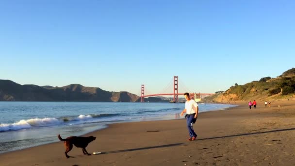 Мост Голден Гейт Вид Бейкер Бич Сан Франциско Калифорния Сша — стоковое видео