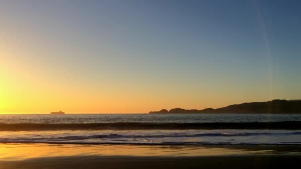 Golden Gate Bridge Visto Baker Beach Tramonto San Francisco California — Video Stock