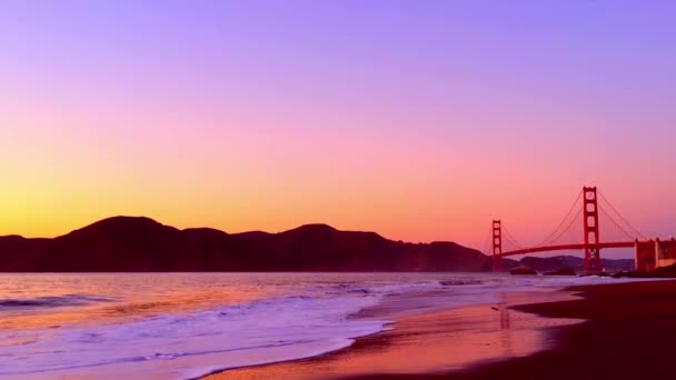 Golden Gate Bridge Set Fra Baker Beach San Francisco Californien – Stock-video