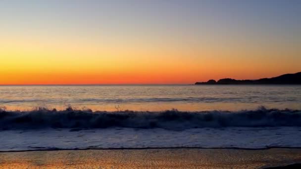 Захід Сонця Над Тихим Океаном Видно Пляжу Бейкер Сан Франциско — стокове відео