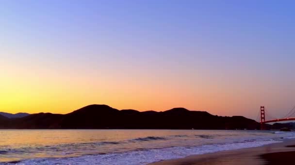 Puesta Sol Sobre Océano Pacífico Vista Desde Baker Beach San — Vídeo de stock