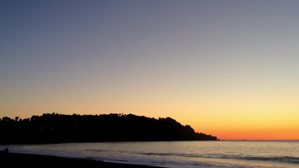 Захід Сонця Над Тихим Океаном Видно Пляжу Бейкер Сан Франциско — стокове відео