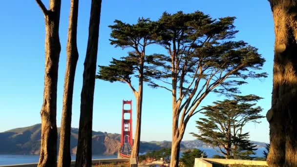Golden Gate Bridge Seen Baker Beach Sunset San Francisco California — Stock Video