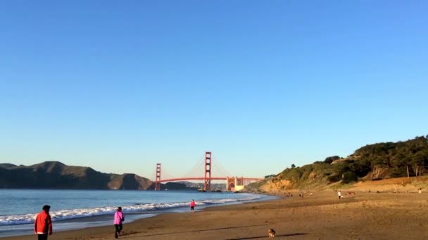 Golden Gate Bridge See Baker Beach San Francisco California Usa — стокове відео