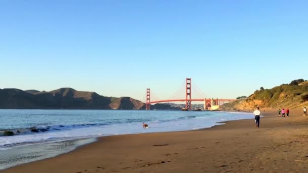 Golden Gate Bridge Sett Utifrån Baker Beach San Francisco California — Stockvideo