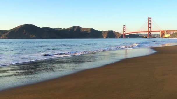 Golden Gate Bridge Sett Utifrån Baker Beach San Francisco California — Stockvideo