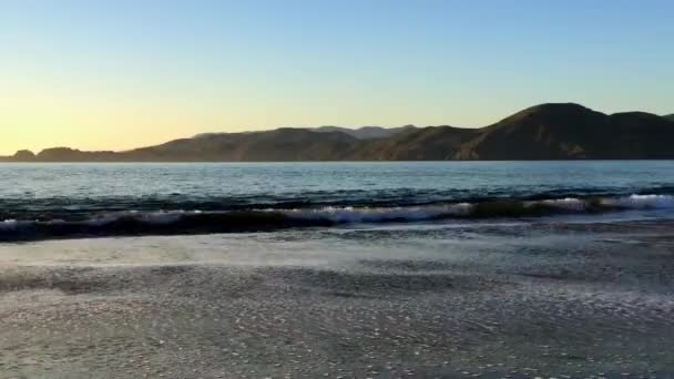 Golden Gate Bridge Visto Baker Beach Tramonto San Francisco California — Video Stock