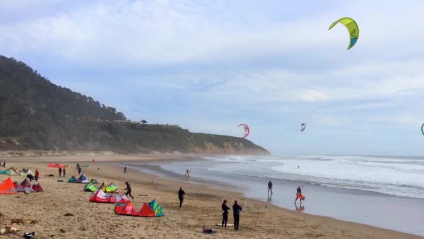 Big Basin State Beach Kalifornien Februari 2016 Kite Surfare Vid — Stockvideo