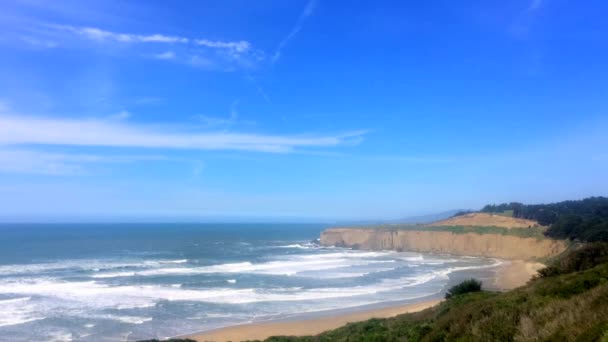 Prachtig Californisch Landschap Aan Half Moon Bay Venice Beach Pillar — Stockvideo