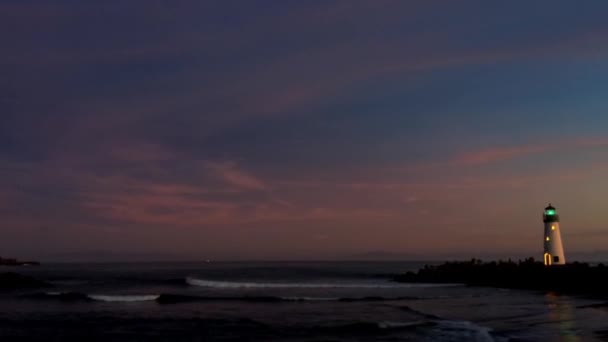 Ηλιοβασίλεμα Στο Λιμάνι Santa Cruz Στο Βόρειο Monterey Bay Στη — Αρχείο Βίντεο