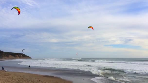 Big Basin State Beach Kalifornien Februari 2016 Kite Surfare Vid — Stockvideo