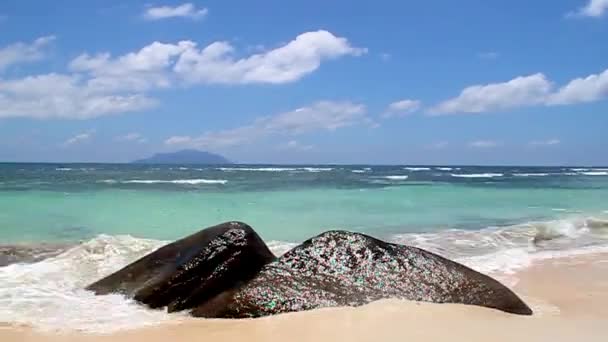 Der Indische Ozean Auf Den Seychellen Der 115 Inselstaat Mit — Stockvideo