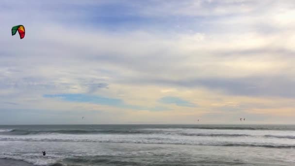 加州大盆地州海滩的风筝冲浪者 — 图库视频影像