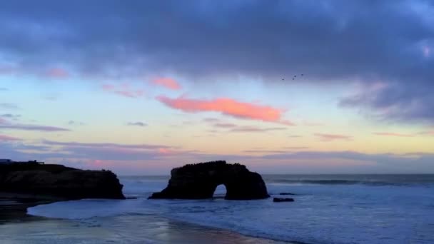 Natural Bridges State Beach Sunset Santa Cruz California Usa — стокове відео