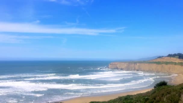 Beautiful Californian Landscape Half Moon Bay Venice Beach Pillar Point — Stock Video