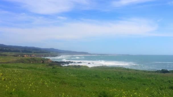 美丽的加州风景在半月湾 威尼斯海滩 支柱点 加利福尼亚州 — 图库视频影像