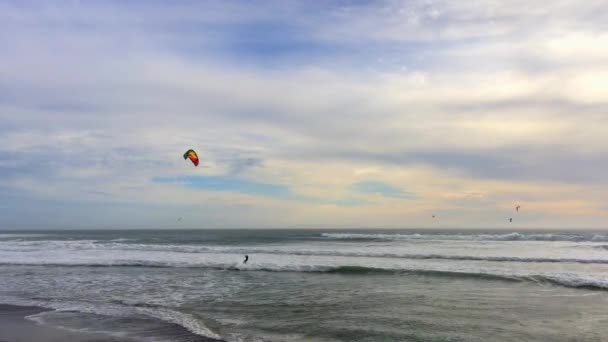 Big Basin State Beach Καλιφόρνια Φεβρουάριος 2016 Kite Surfers Στο — Αρχείο Βίντεο