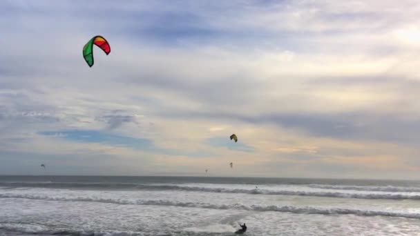 Big Basin State Beach Καλιφόρνια Φεβρουάριος 2016 Kite Surfers Στο — Αρχείο Βίντεο