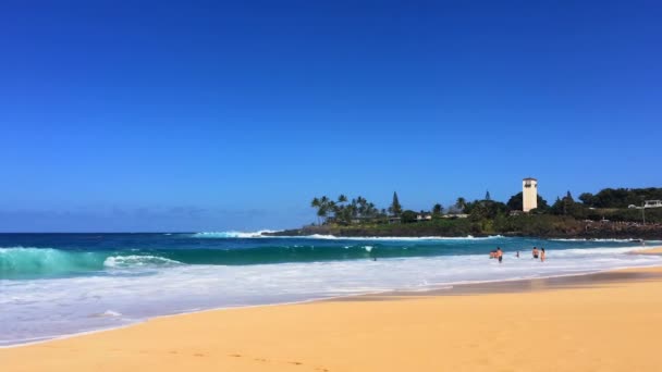 Πανέμορφο Τοπίο Θέα Στον Ειρηνικό Ωκεανό Κύματα Κοντά Χαβάης — Αρχείο Βίντεο