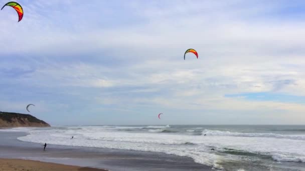 Big Basin State Beach California Лютого 2016 Kite Surfers Big — стокове відео
