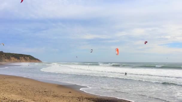 Big Basin State Beach Kalifornien Februari 2016 Kite Surfare Vid — Stockvideo