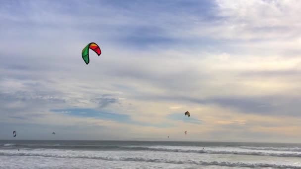 Big Basin State Beach California February 2016 Kite Surfers Big — Stock Video
