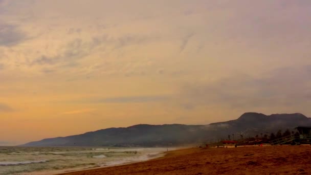 Zuma Beach Malibu Sunset California Usa — стокове відео