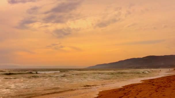 Zuma Beach Malibu Sunset California Usa — стокове відео