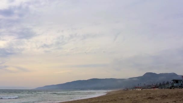 Zuma Beach Malibu Bij Zonsondergang Californië Verenigde Staten — Stockvideo