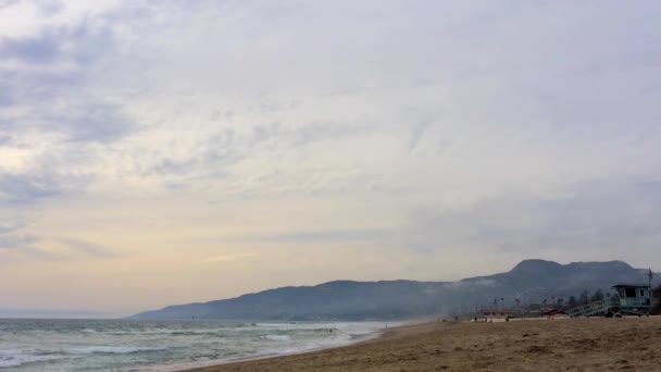 Zuma Beach Malibu Bij Zonsondergang Californië Verenigde Staten — Stockvideo