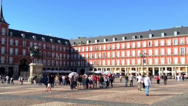 Madrid España Octubre 2016 Plaza Mayor Madrid Hito Turístico Importante — Vídeos de Stock