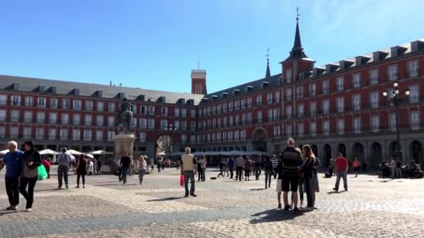 Madrid Spanien Oktober 2016 Plaza Mayor Madrid Ett Viktigt Turistmål — Stockvideo