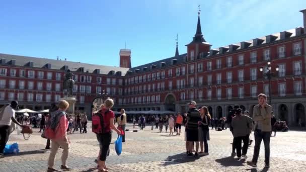 Madrid Spanien Oktober 2016 Plaza Mayor Madrid Ett Viktigt Turistmål — Stockvideo