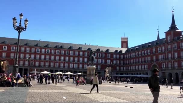 Madrid España Octubre 2016 Plaza Mayor Madrid Hito Turístico Importante — Vídeos de Stock