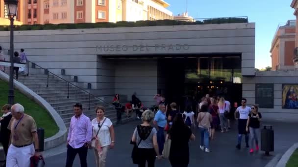 Madrid Španělsko Říjen2016 Vstup Muzea Prado Madridu Významné Turistické Památky — Stock video