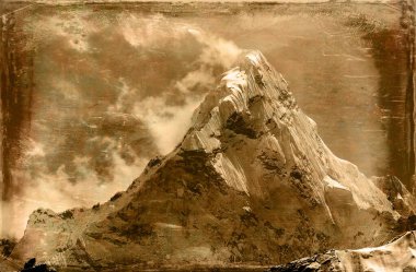 Mt. Ama Dablam, Nepal Everest Bölgesi 'nde, Kala Pattar' dan görüldüğü gibi.