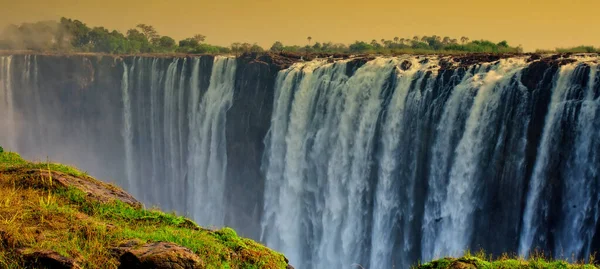 Les Chutes Victoria Frontière Zimbabwe Zambie — Photo