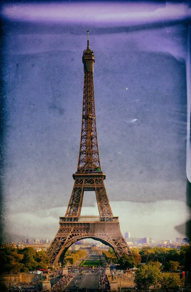 Image Style Carte Postale Vintage Tour Eiffel Paris France — Photo