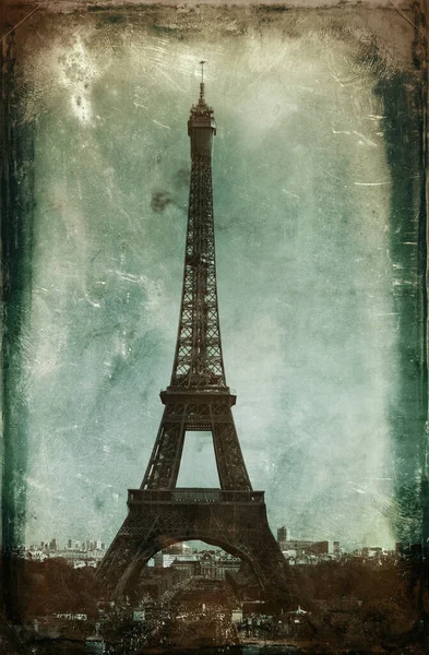 Image Style Carte Postale Vintage Tour Eiffel Paris France — Photo