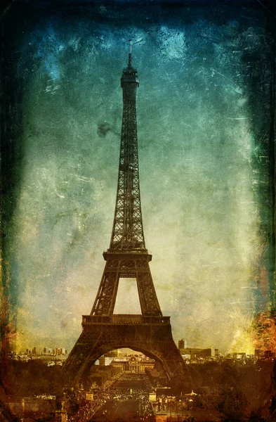 Image Style Carte Postale Vintage Tour Eiffel Paris France — Photo