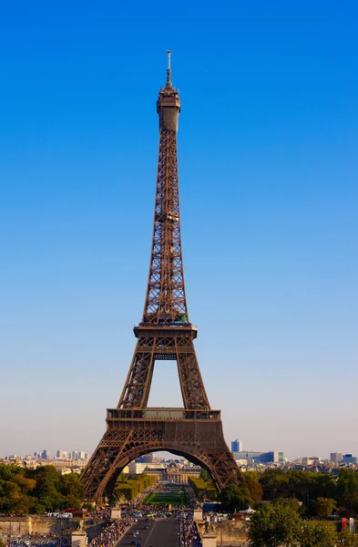 Eiffeltårnet Paris Frankrike Bakgrunn Den Blå Himmelen – stockfoto