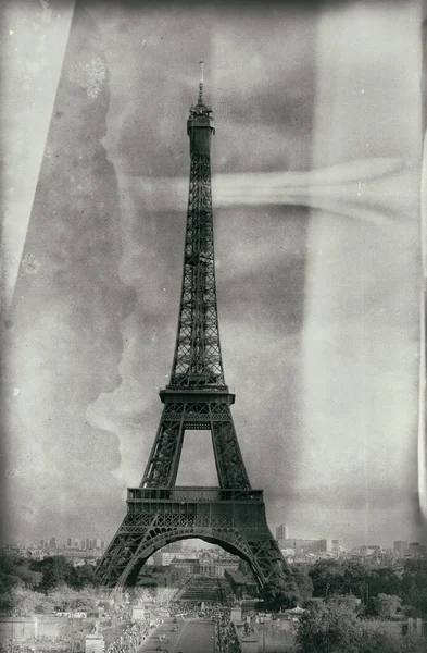 Image Style Carte Postale Vintage Tour Eiffel Paris France — Photo