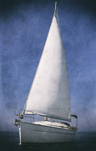 Винтажный стиль изображения парусной яхты