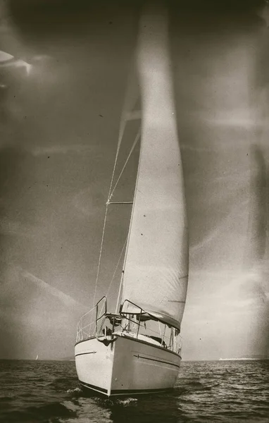 Vintage Style Image Sailing Yacht — Stock Photo, Image